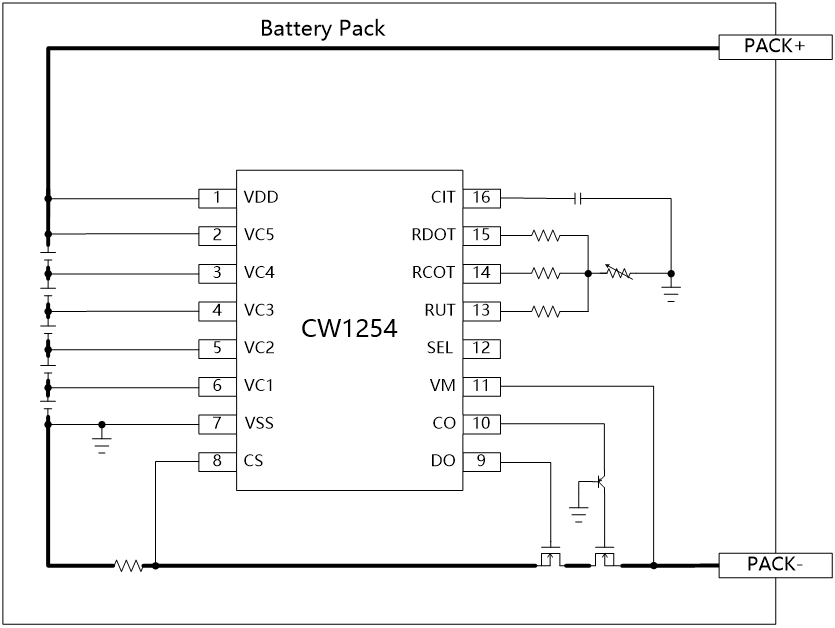 CW1254 ´ø³äµç¹ýÁ÷±£»¤µÄ4~5´®±£»¤IC